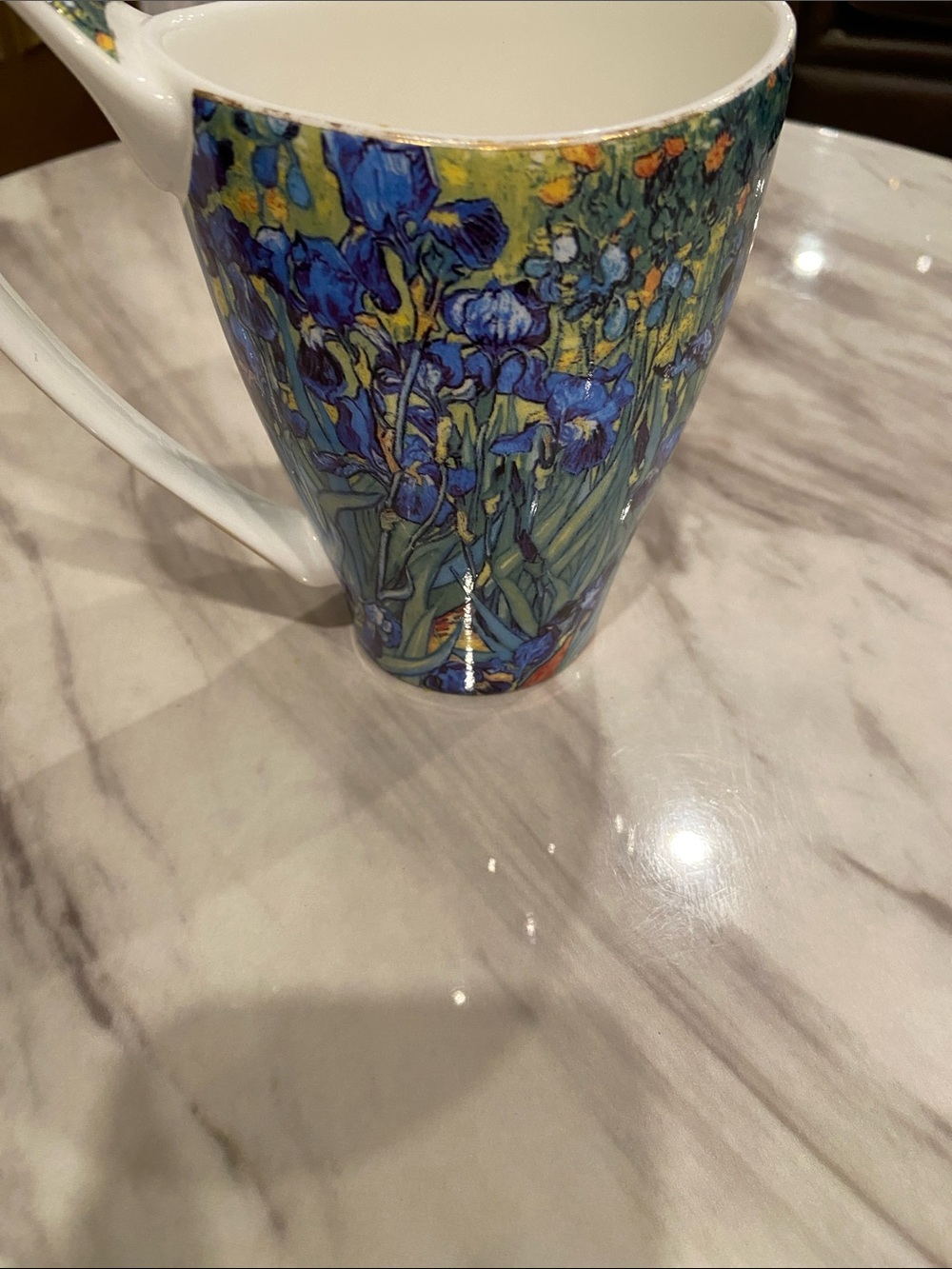 Iris Floral Porcelain Coffee Mug — Blue Design